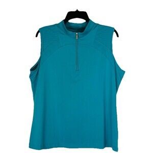 Tail Sleeveless Activewear Top Womens XL Blue 1/4 Zip Athletic Tank Shirt
